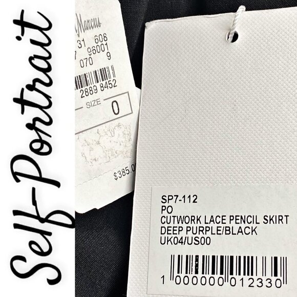 NWT Self-Portrait Cutwork Lace Pencil Skirt in Deep Purple & Black, Size 0 - Picture 11 of 12